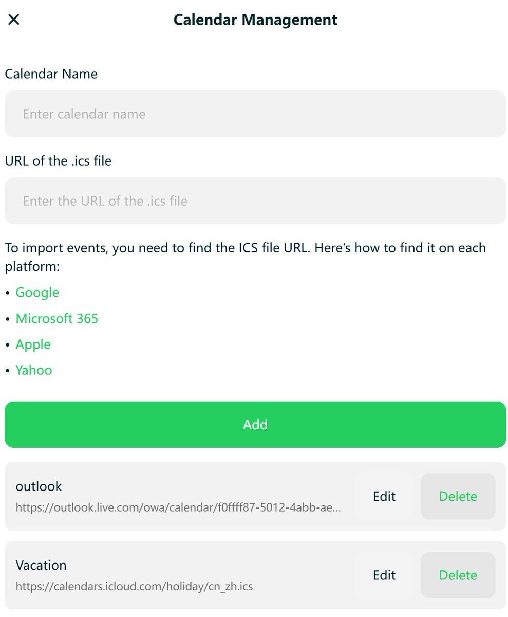 elisiapp's tweet photo. Exciting update from Elisi! Our new feature lets you effortlessly sync any calendar with an ICS link. Now, managing all your schedules in one spot is easier than ever. Enjoy the simplicity and ease of having everything at your fingertips! #Productivity #Organization https://t.co/HwUIx5spBF