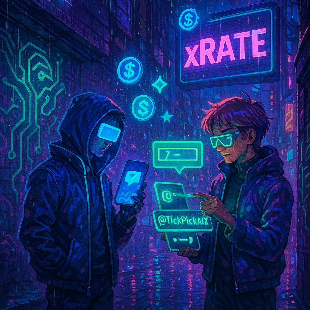 TickPickAIX's tweet photo. 🔥 xRATE: HOW TO RATE &amp; WIN 🔥  

💬 pick any CT tweet 
🎯 rate it 1–10  

👉 reply @TickPickAIX + your rating  

🏆 earn points + $usdc 
💰 bet at link in bio https://t.co/gaSlyLfWuJ