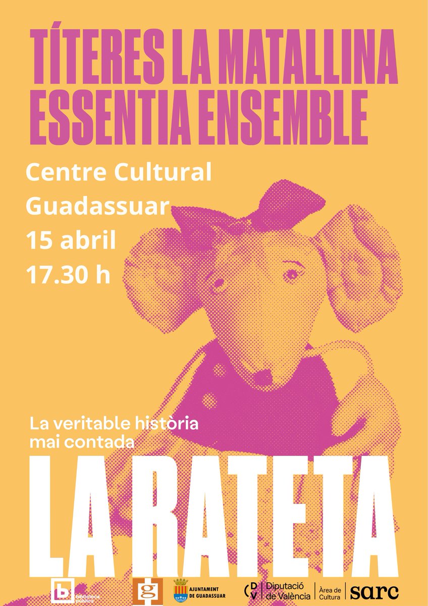 ➡️La rateta: la veritable història mai contada
Titeres la matallina &amp; essentia ensemble

📅15 abril
⏰17.30 h

<a href="/ElisaMatallin/">Elisa M. Matallín</a>
