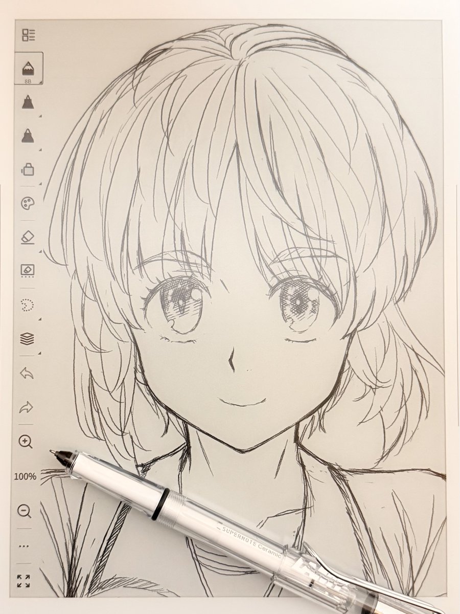 電子ペーパー試し描きミポリン。
着色はPC。

紙に描く楽しさはありつつ、紙に描くより便利。
でもipadやPCで描くよりは不便。

さてどう付き合っていこうかな? 