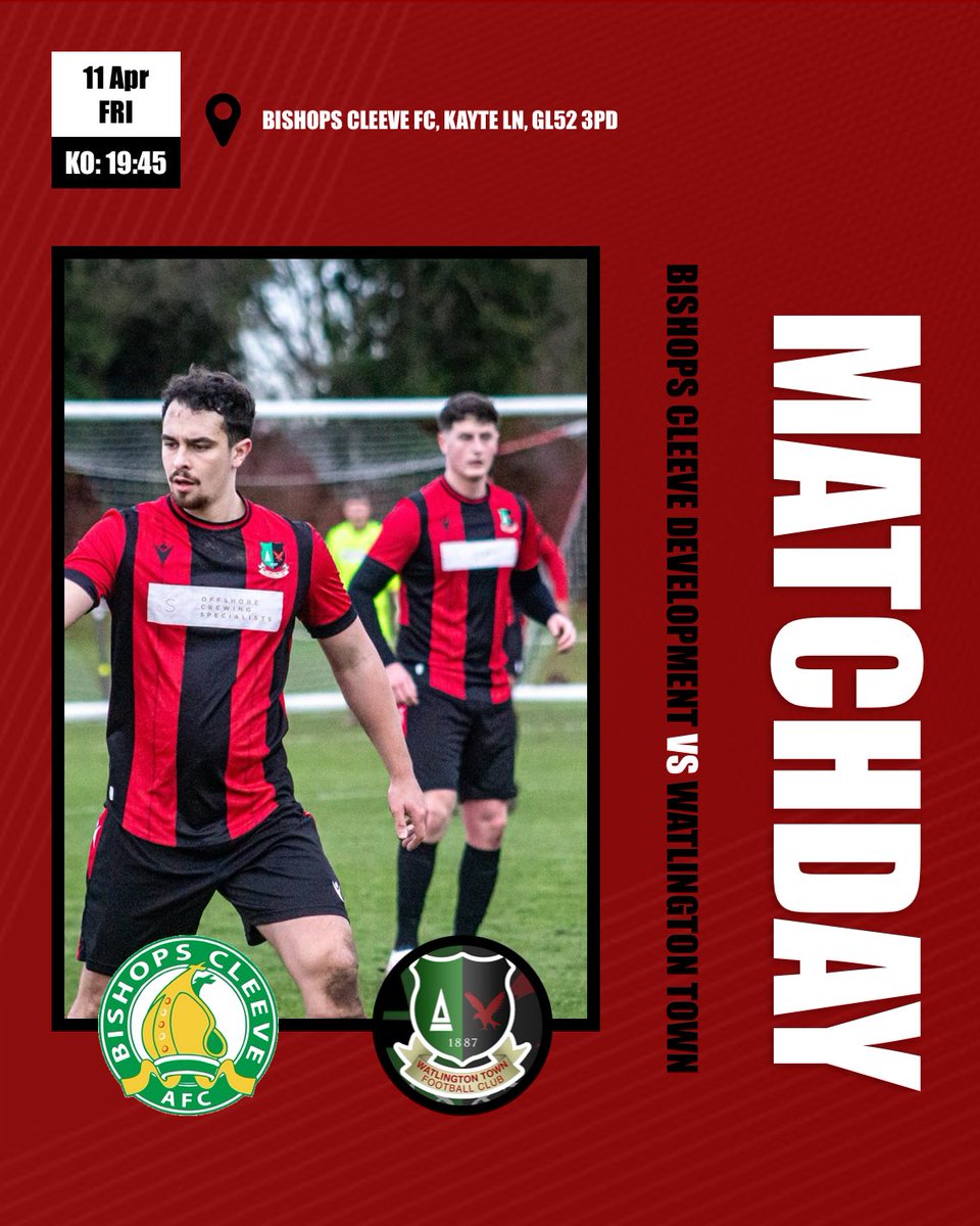Watlington Town FC (@watlingtontown) on Twitter photo 🔴MATCHDAY⚫️
We travel over to <a href="/CleeveDev/">Bishops Cleeve Development</a> in the quarter finals of the presidents challenge cup.
<a href="/CleeveDev/">Bishops Cleeve Development</a> sit top of the table in there side of the league so should be a great game this evening!
KO 19:45⚽️
#UTT 🔴MATCHDAY⚫️
We travel over to <a href="/CleeveDev/">Bishops Cleeve Development</a> in the quarter finals of the presidents challenge cup.
<a href="/CleeveDev/">Bishops Cleeve Development</a> sit top of the table in there side of the league so should be a great game this evening!
KO 19:45⚽️
#UTT