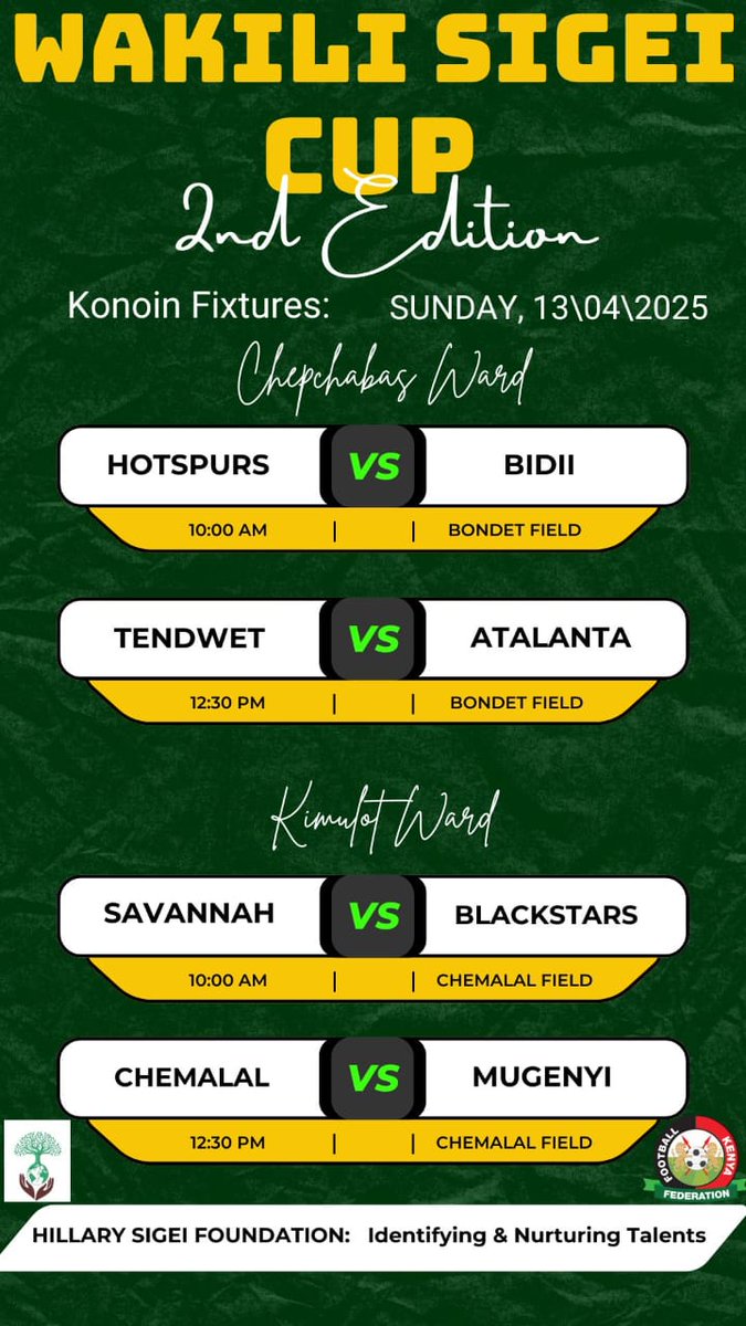kiplaa_19's tweet image. Konoin Ward Finals Fixtures.

#wakilisigeicup

#secondedition 

#identifyingandnurturingtalents

#FootballKE