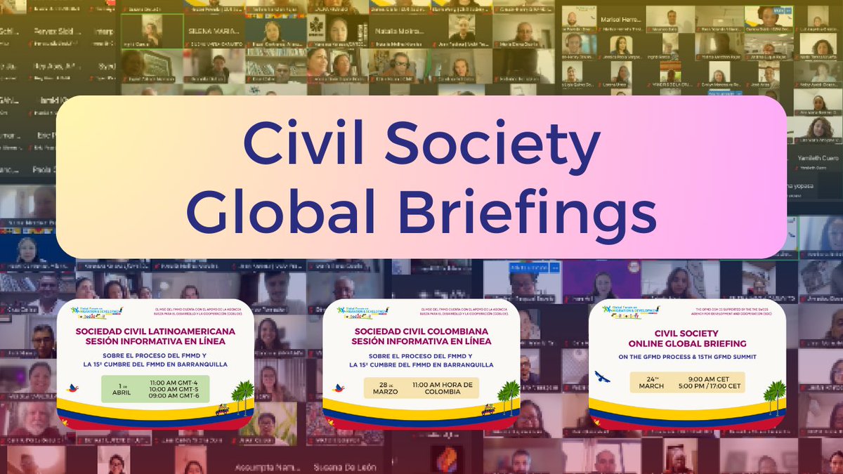 Over the past two weeks, 500+ civil society came together to lay the groundwork for the #GFMD15 Summit in Colombia 🇨🇴

💬 A huge thank you to everyone who joined, asked questions, and shared their insights during the info sessions and 3rd Thematic Dialogues!