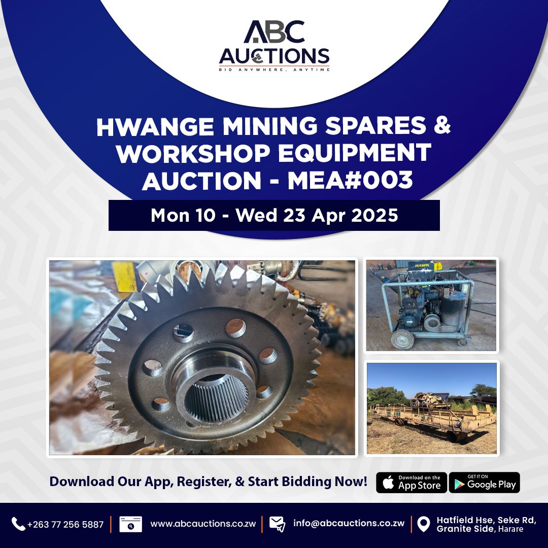 abc_auctions's tweet photo. Hwange Mining Spares &amp; Workshop Equipment Auction - MEA#003 | ** THUR 10 >> WED 23 APR 2025 **

💥Auction Now LIVE on the ABC Auctions App

[x] Download the ABC Auctions App Now -https://t.co/2pR6VD78l7
[x] Register to Bid - https://t.co/p6yHl5CeGy https://t.co/txRrR24Mum