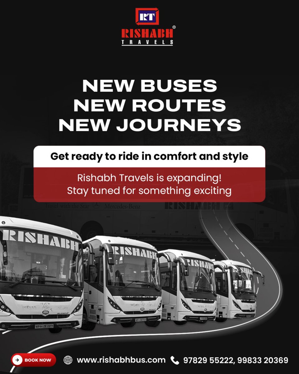 rishabhbus's tweet photo. 🚨 Gears are shifting!
Brand new buses &amp; brand new routes are almost here!
Get ready to explore more with Rishabh Travels.

📞: +91-9983320369
📧: info@rishabhbus.com
🌐: https://t.co/q6FrzbuQGz

#tourism #rajasthantrip #rajasthanexplorer https://t.co/YkAREn7PrQ