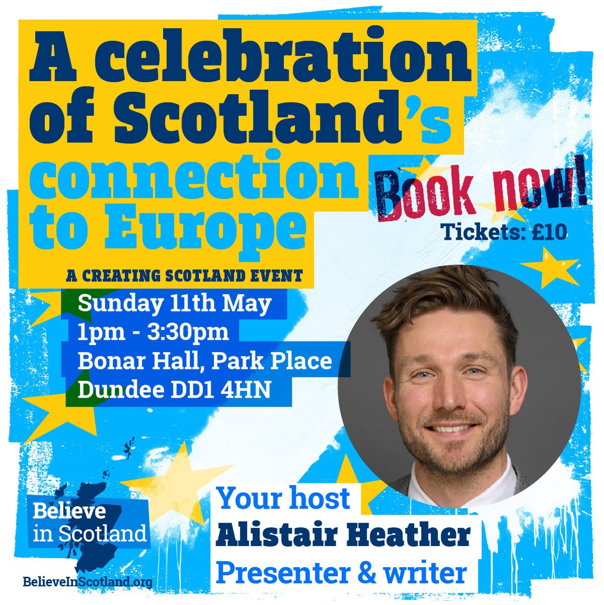 📣 Line up announcement - Alistair Heather will be joining us as your host for the Celebration of Scotland's connection to Europe.

 🏴󠁧󠁢󠁳󠁣󠁴󠁿 Creating Scotland is coming to the 'Yes City' of Dundee! - bit.ly/41TV3z3