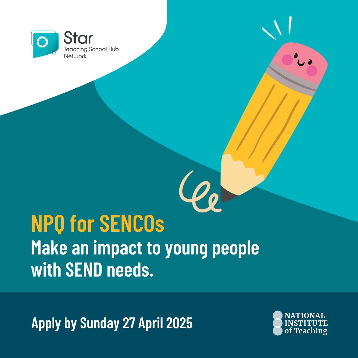 Star Teaching School Hub Network (@startshubs) on Twitter photo The NPQ for SENCOs is designed for experienced teachers and leaders who are seeking to develop expertise in leading SEND provision in their school, or to become a SENCO! Find out more <a href="/NatInstTeaching/">National Institute of Teaching</a> 👉 shorturl.at/smOrq #NPQ #TeacherDevelopment #SENCO The NPQ for SENCOs is designed for experienced teachers and leaders who are seeking to develop expertise in leading SEND provision in their school, or to become a SENCO! Find out more <a href="/NatInstTeaching/">National Institute of Teaching</a> 👉 shorturl.at/smOrq #NPQ #TeacherDevelopment #SENCO