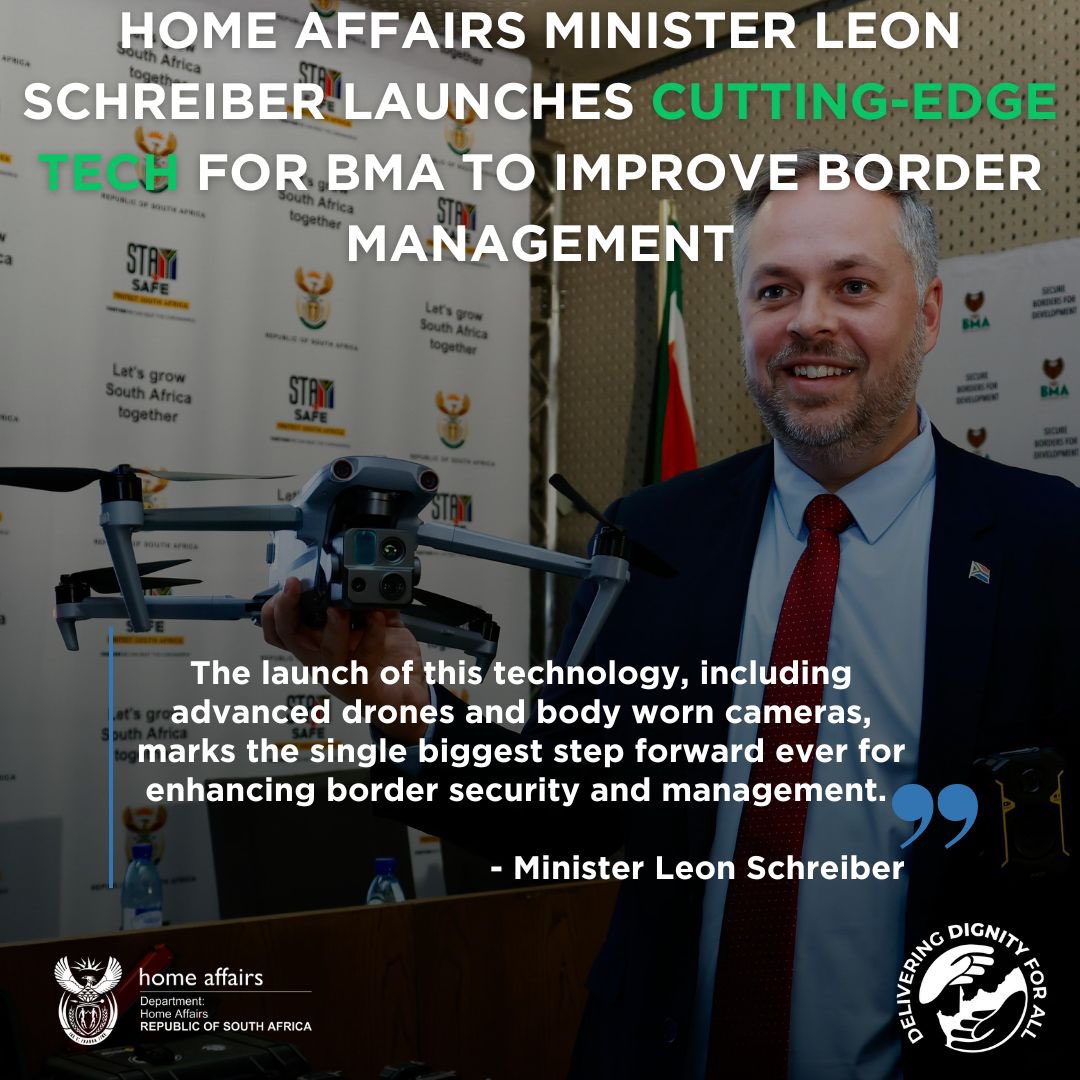 Minister Leon Schreiber has launched advanced technology for the Border Management Authority to secure our borders and combat corruption. When you see this tech in action at the border, know that we are delivering for you 🇿🇦 #TeamHomeAffairs #DHAServiceDelivery