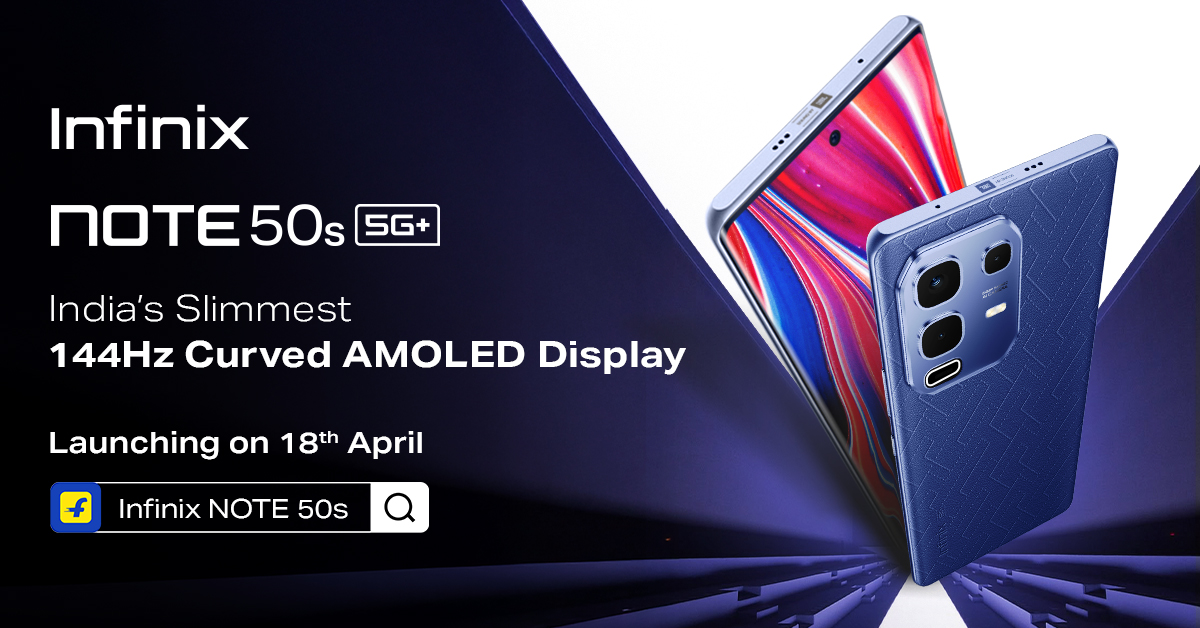 InfinixIndia's tweet image. Time to redefine slimness!

The Infinix #Note50s5G is India&apos;s Slimmest Phone with a 144Hz 3D Curved AMOLED Display.

Launching on 18th April.

Check it out here: infinixindia.co/Note50s

#NOTEkaro