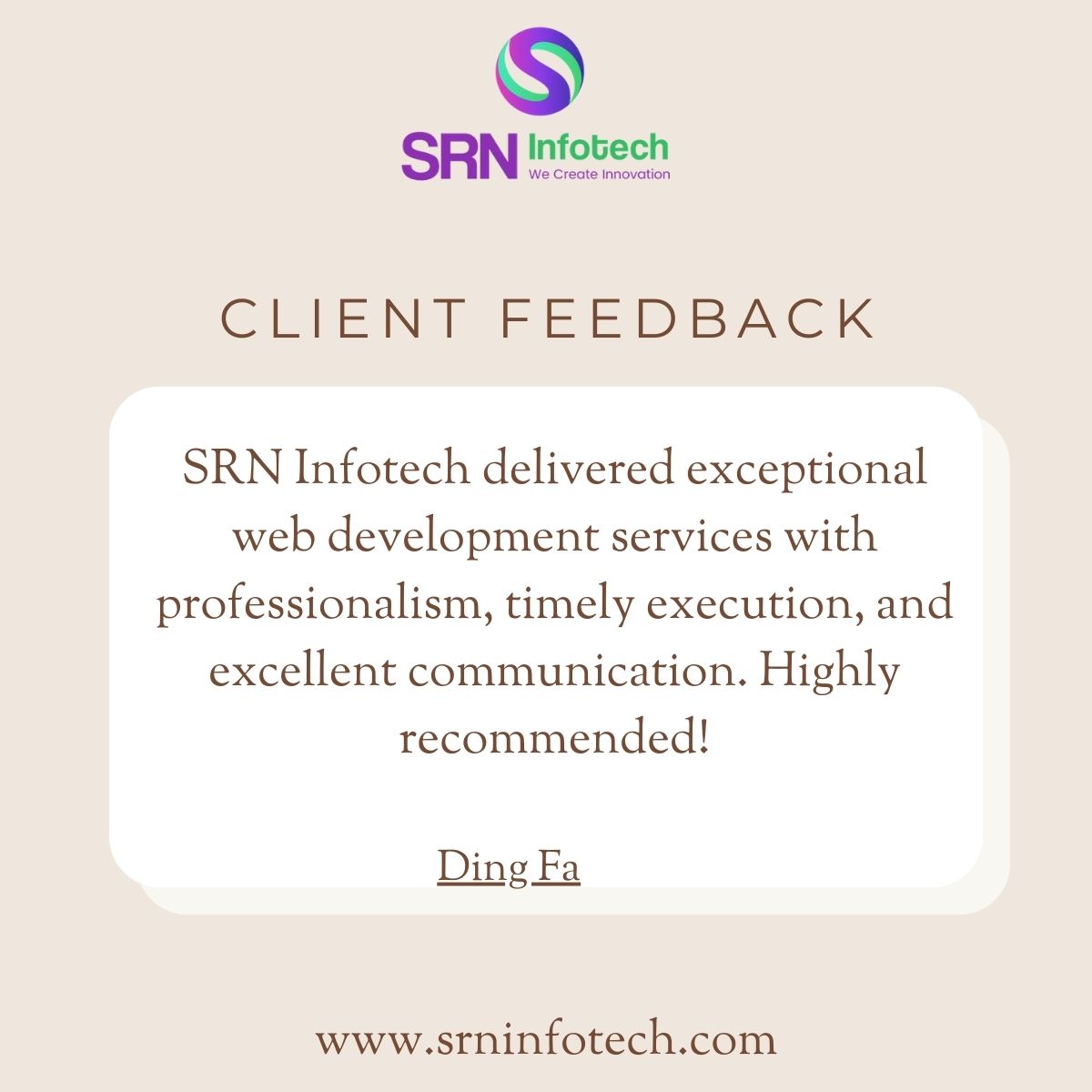 srninfotech's tweet photo. We’re thrilled to share another amazing review from one of our happy clients! At SRN Infotech, we believe in delivering more than just websites and software—we build long-term partnerships through innovation, quality, and unmatched support.

#ClientFeedback #SRNInfotech https://t.co/nqCZXXtchJ