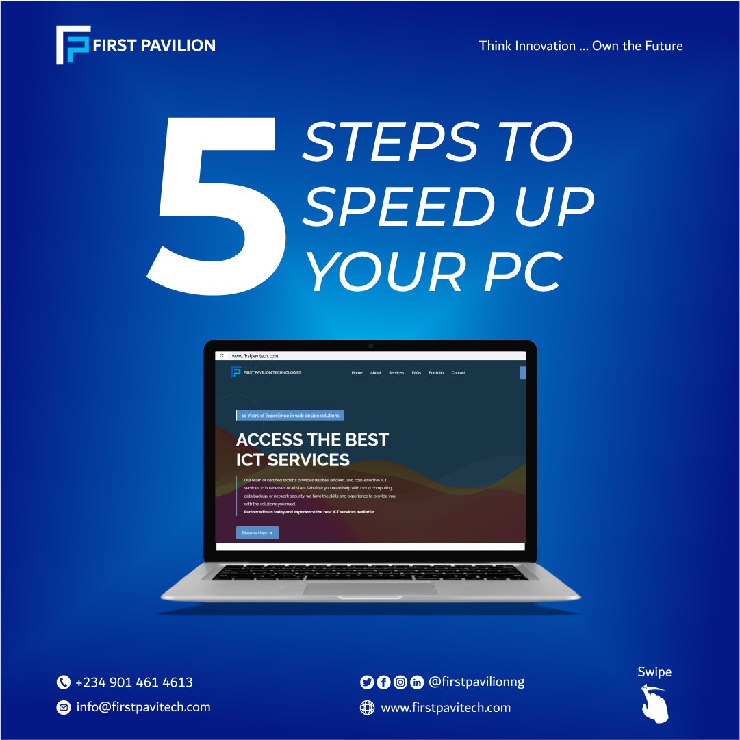 firstpavilionng's tweet image. Speeding up your PC 💻 will significantly improve the overall experience and productivity. So make it a habit of cleaning your PC. #FIRSTPAVILIONTECHNOLOGY #firstpavilion