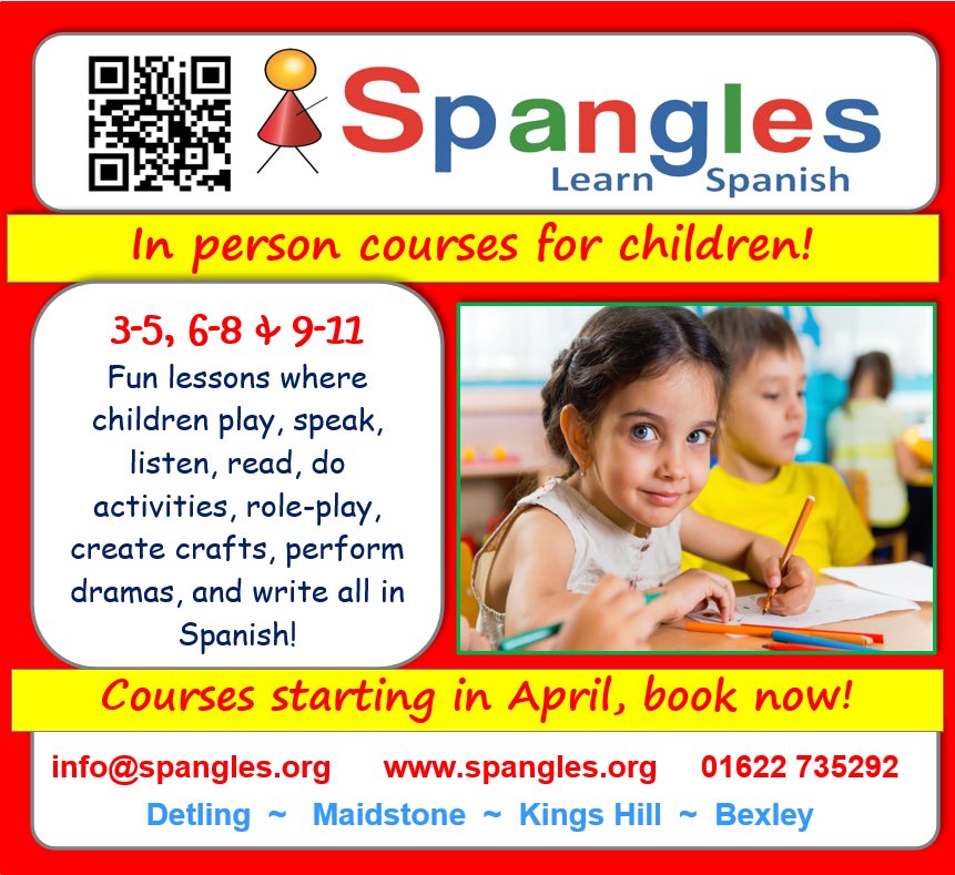 SpanglesSpanish's tweet photo. Let your child fall in love with languages early – it’s a gift that lasts a lifetime.
Spring/Summer Term Starts: April 2025 📞 Book now at: https://t.co/tKEio6vBKj
 
#SpanishForKids #KentClasses #EarlyYearsLearning #BilingualKids #SpanglesSpanish #LanguageLearningFun https://t.co/pM6kwwXhbB