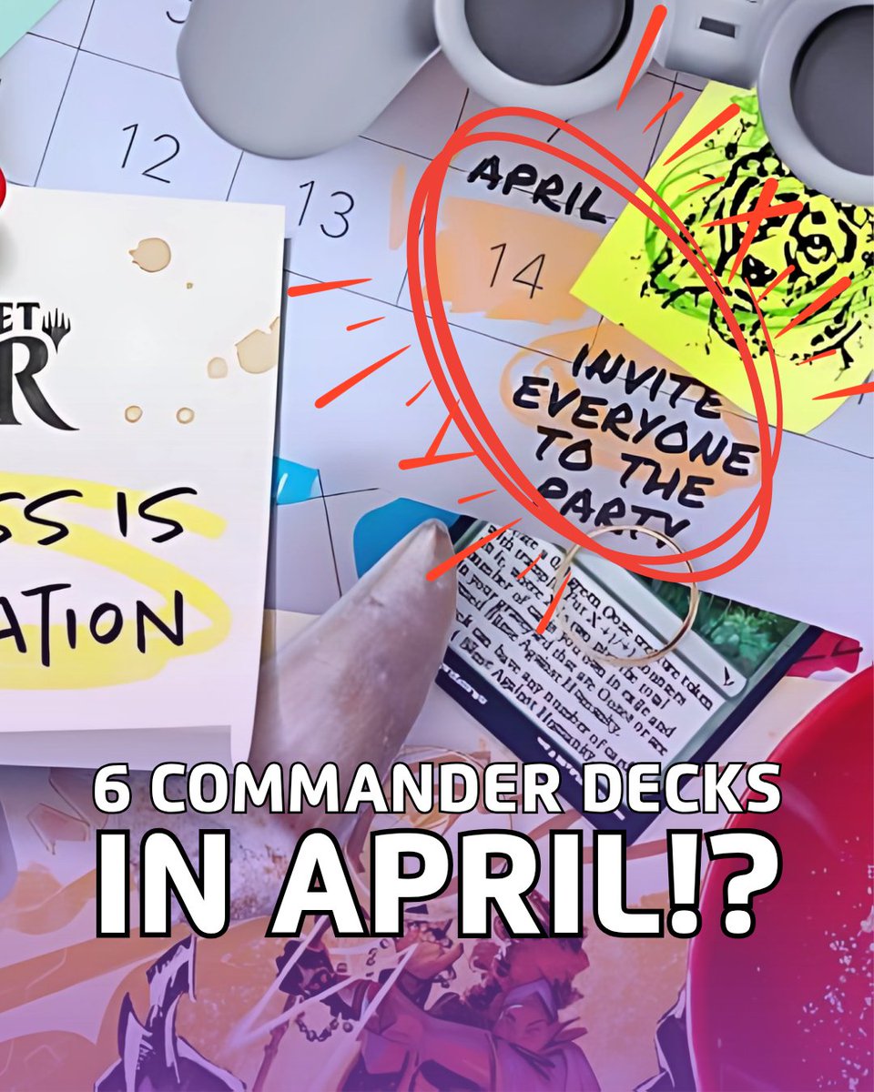 MTGVersus's tweet photo. What are your thoughts?!? ⤵️

 If there's a Secret Lair Commander deck dropping on April 14th… that makes SIX Commander decks in one month?! April is STACKED for Commander players. Huge shoutout to the team cranking these out y'all are crushing it @wizards_magic @wizardsmagiceu https://t.co/g1DmWMiJRm