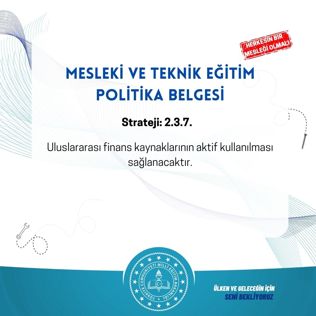 tcmeb_mtegm's tweet photo. Mesleki ve Teknik Eğitim Politika Belgesi Serisinden                                                                                             📌“Herkesin bir mesleği olmalı... "
@tcmeb
@Yusuf__Tekin
@_Ali_KARAGOZ https://t.co/CRzPr6SNAu