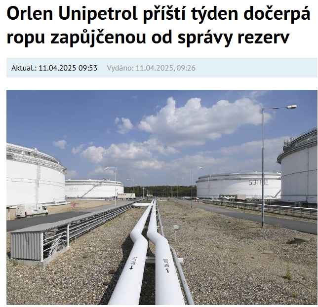 Dodávky ropy tankery do italského přístavu Terst a poté ropovodem TAL/IKL máme pro obě naše rafinérie (Litvínov a Kralupy nad Vltavou) zajištěny v potřebném množství. Zásobování obou rafinérii je tedy plynulé a stejně tak plynulá je i výroba a dodávky pohonných hmot pro český