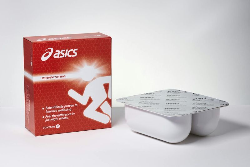 Geniezweb's tweet photo. ASICS delivered running shoes in painkiller blister packs—because exercise is the best medicine. 💊👟 
#RunForHealth

@ASICS https://t.co/mAtFGl7ZlU