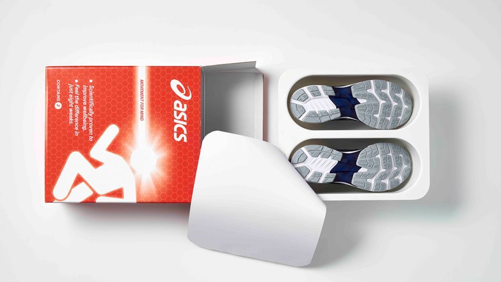 Geniezweb's tweet photo. ASICS delivered running shoes in painkiller blister packs—because exercise is the best medicine. 💊👟 
#RunForHealth

@ASICS https://t.co/mAtFGl7ZlU