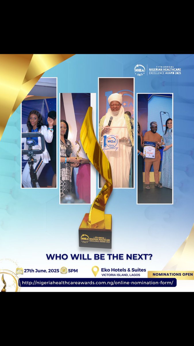 The countdown begins! 
The 11th Annual Nigerian Healthcare Excellence Award (NHEA) is around the corner! 
Who will take the spotlight this year?

#nhea2025 #healthcareheroesُ #nheaawards #nigeriahealthcareexcellence #whowillbethenext