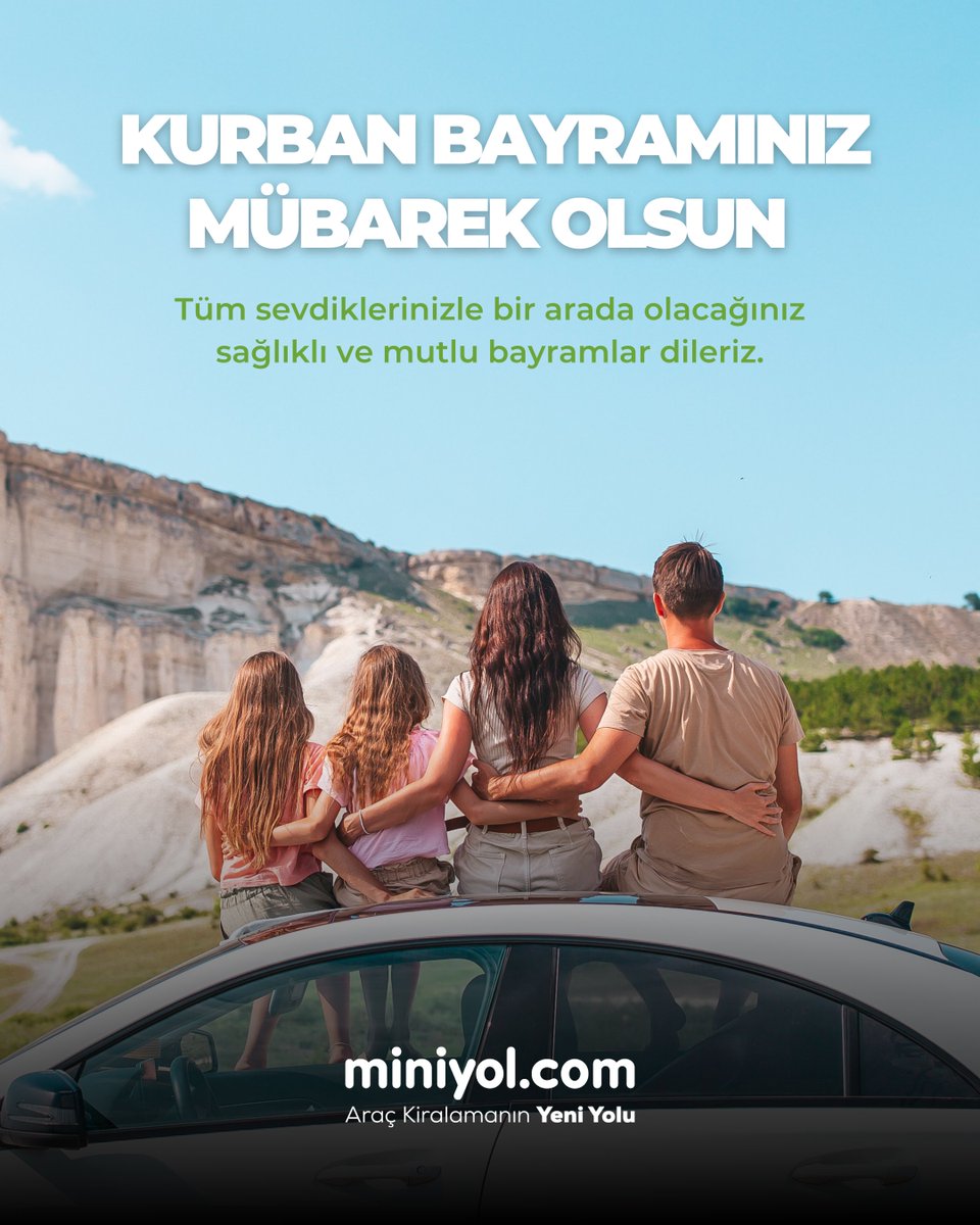 miniyolcomtr's tweet photo. Kurban Bayramınız Mübarek Olsun! 
Tüm sevdiklerinizle birlikte, sağlık, mutluluk ve huzur dolu bir bayram geçirmenizi dileriz. 💚

#miniyol #araçkiralama #seyahat #yolculuk https://t.co/DpOkjwycOF