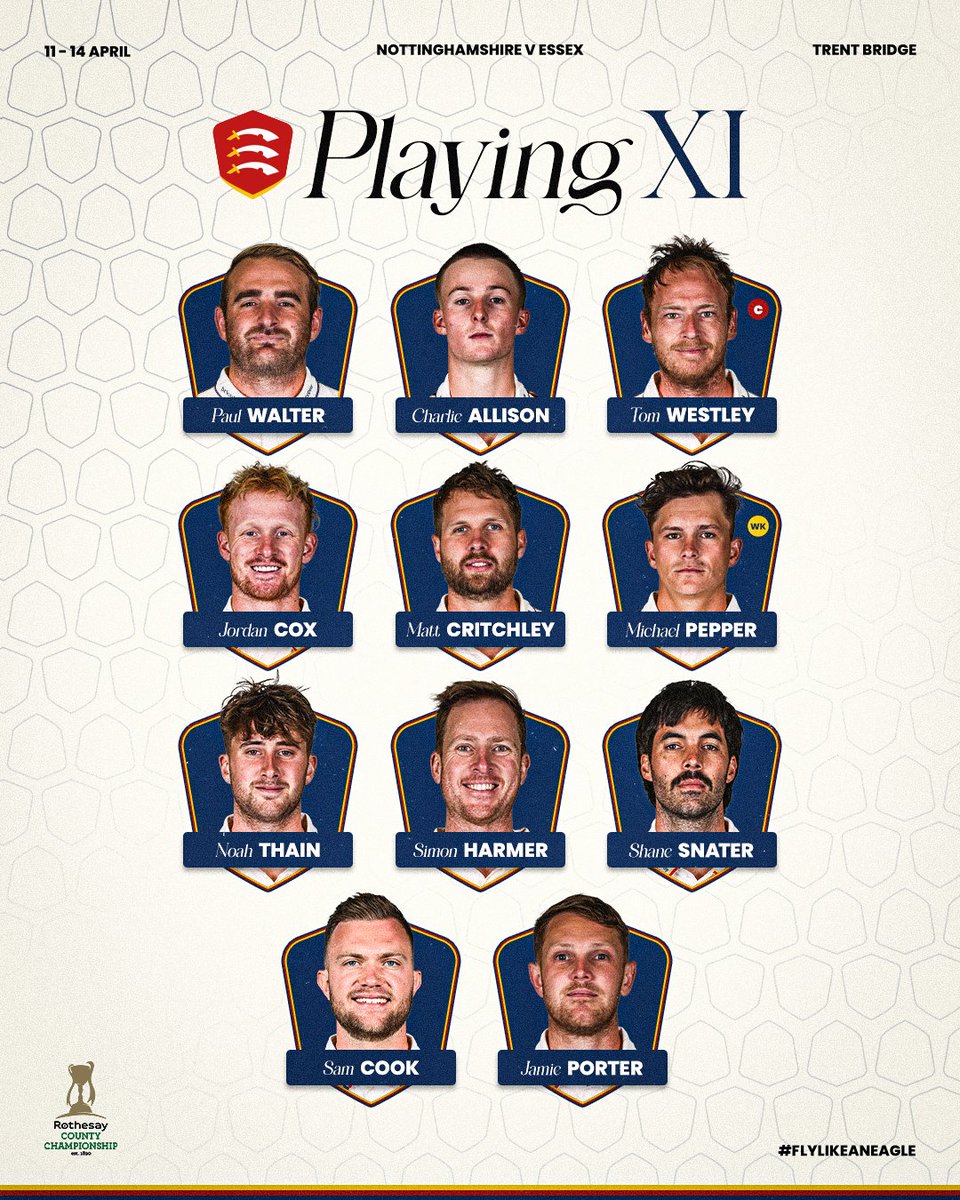 🔁 An unchanged XI to face Notts.

🪙 We have won the toss and have elected to bowl first.

🦅 #FlyLikeAnEagle