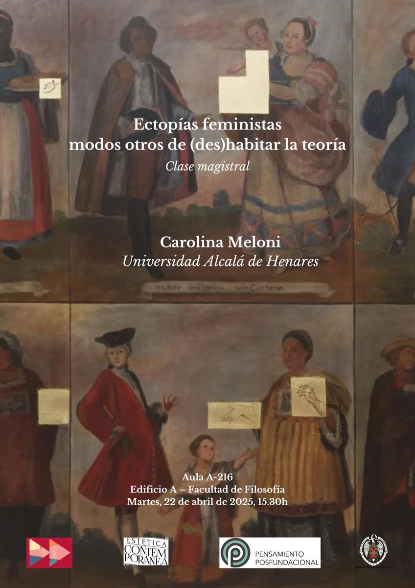 Clase magistral

📕 Ectopías feministas. Modos otros de (des)habitar la teoría
🗣 Carolina Meloni (UAH)

🗓 22 de abril - 15.30 h.
🏠 Aula A-216 - Facultad de Filosofía UCM