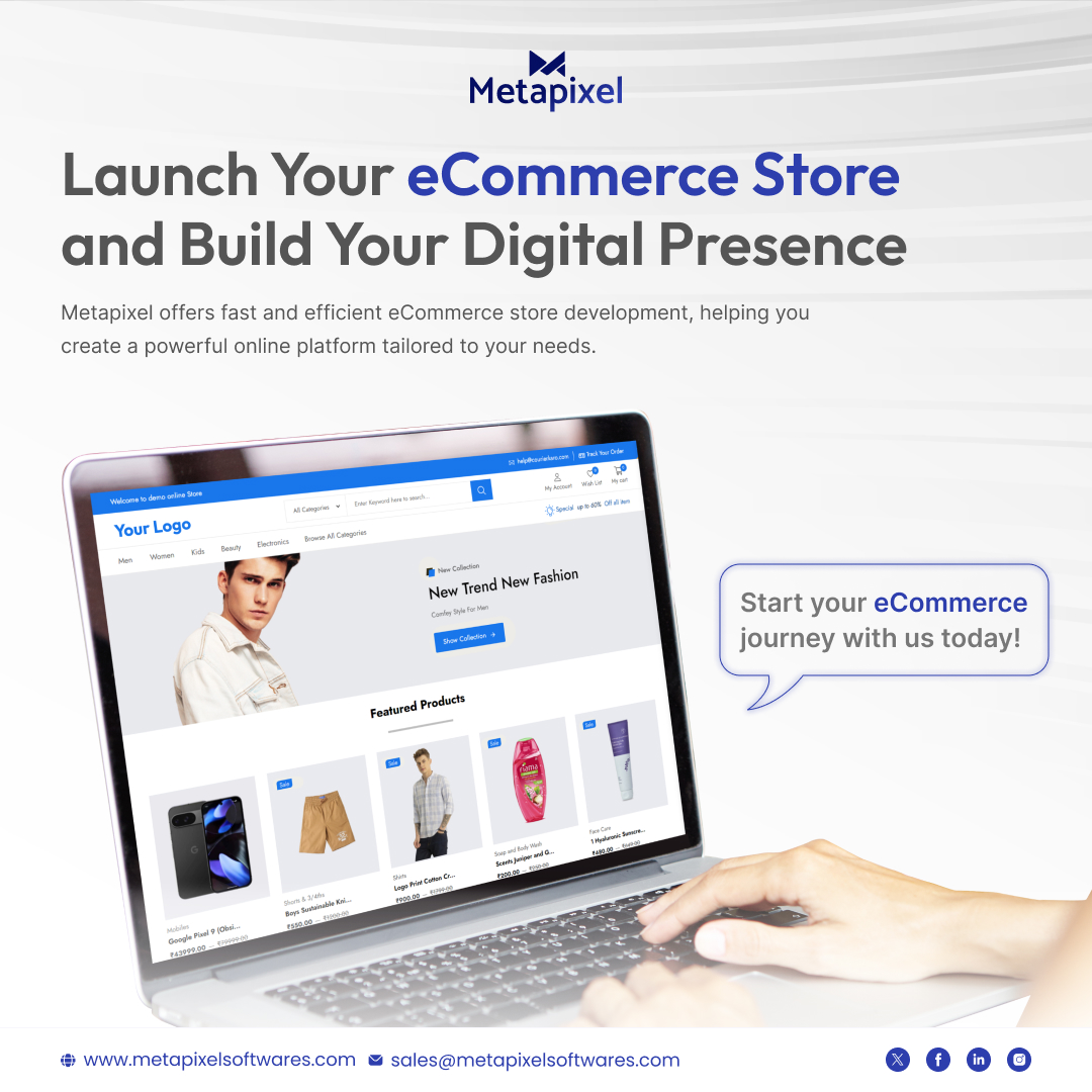 Meta_pixels's tweet photo. Build Your Digital Presence!
Metapixel offers fast and efficient eCommerce store development, helping you create a powerful online platform tailored to your needs.
https://t.co/Zuimi7C5FY
#eCommerceTech #DigitalBusiness #MetapixelSoftwares #QuickLaunch https://t.co/WkYrh5qwXv