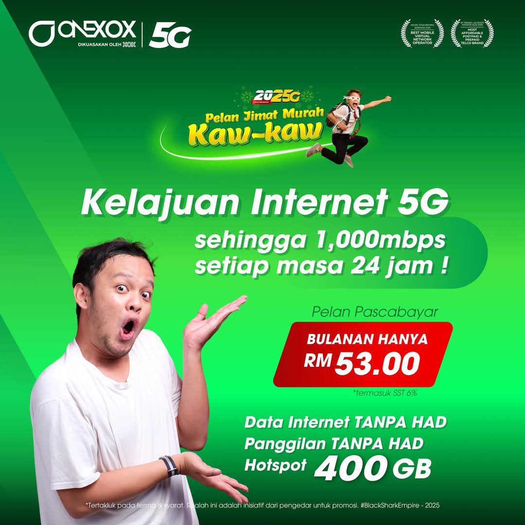 onexoxplan's tweet photo. 𝗢𝗡𝗘𝗫𝗢𝗫 𝗕𝗟𝗔𝗖𝗞 𝗕𝟱𝟬

Dgn hanya 𝗥𝗠𝟱𝟯 𝗯𝘂𝗹𝗮𝗻𝗮𝗻 (termasuk SST) anda akan dpt:

✅ Unlimited Data &amp; Hotspot
✅ FUP 400GB (4G/5G)
✅ Unlimited Call ke semua rangkaian
✅ Tiada kontrak
✅ Blacklist pun boleh daftar

Klik sini utk daftar:
👉 https://t.co/dNsqFVGuAT https://t.co/cMFEvosKOO