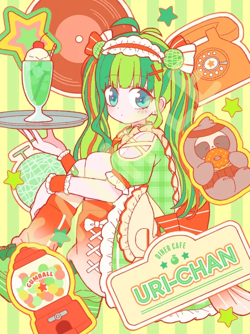 【WORK】うりちゃんです様()の2周年記念グッズのイラストを描かせていただきました! 
