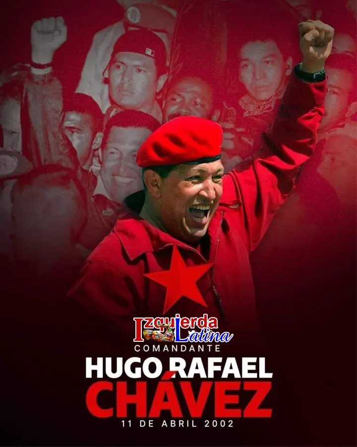 IzquierdaUnid15's tweet photo. A 23 años del fallido Golpe de Estado contra el Comandante Hugo Chávez. #IzquierdaLatina lo recuerda como un hecho que marcó la historia de Venezuela y fortaleció la lealtad del pueblo hacia la revolución bolivariana. #ChávezVive. https://t.co/oYKYRwlYvS