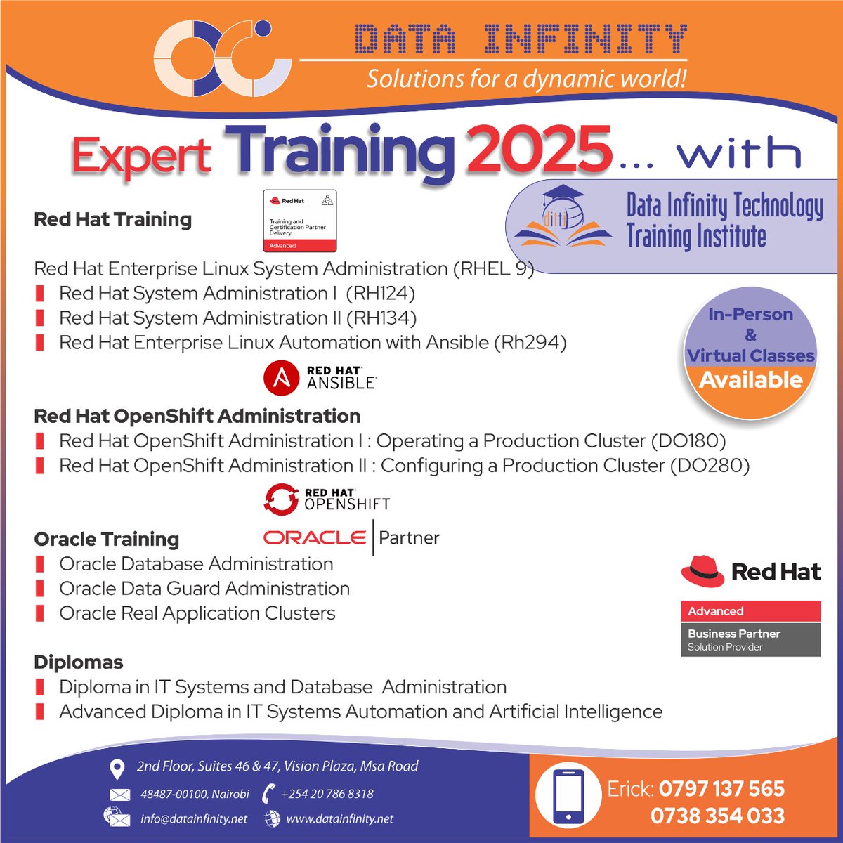 DataInfinityLi1's tweet image. 📷
A Red Hat certification is more than just a credential—it's a testament to advanced expertise, practical problem-solving skills, and the ability to design and manage complex enterprise systems.
Upskill. Certify. Succeed. 💡
Register datainfinity.net/course-registr…