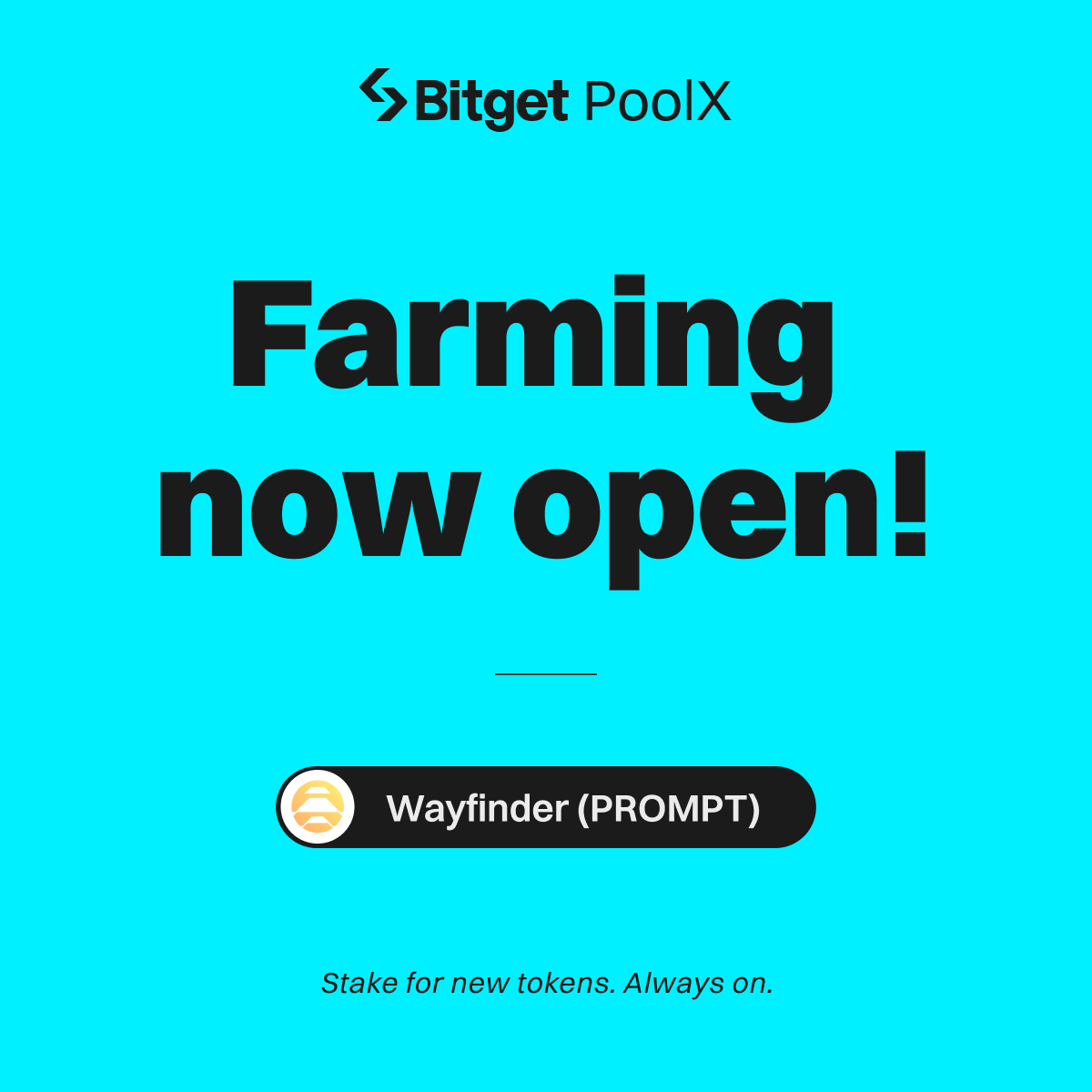 Farming is now open for $PROMPT on PoolX. Lock $BGB to share 1,410,000 PROMPT airdrop! 

⛏️ Join now: bitget.com/events/poolx/1…

Social giveaway - 85,000 $PROMPT up for grabs! 
🔹Follow <a href="/bitgetglobal/">Bitget</a> <a href="/AIWayfinder/">Wayfinder Foundation</a> 
🔹RT with #PROMPTlistBitget 
🔹Enter here: forms.gle/17iMiKXdg1wVAD…
