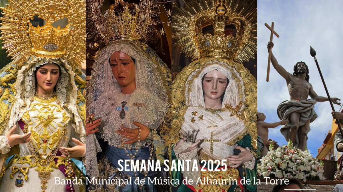 𝐒𝐄𝐌𝐀𝐍𝐀 𝐒𝐀𝐍𝐓𝐀 𝟐𝟎𝟐𝟓
Durante los próximos días acompañaremos a las Vírgenes de las cofradías alhaurinas, a las que la Banda Municipal de Música de Alhaurín de la Torre acompaña cada año.
Os deseamos a todos una feliz SS y que disfrutéis con nuestra música.
#suenaBMMAT