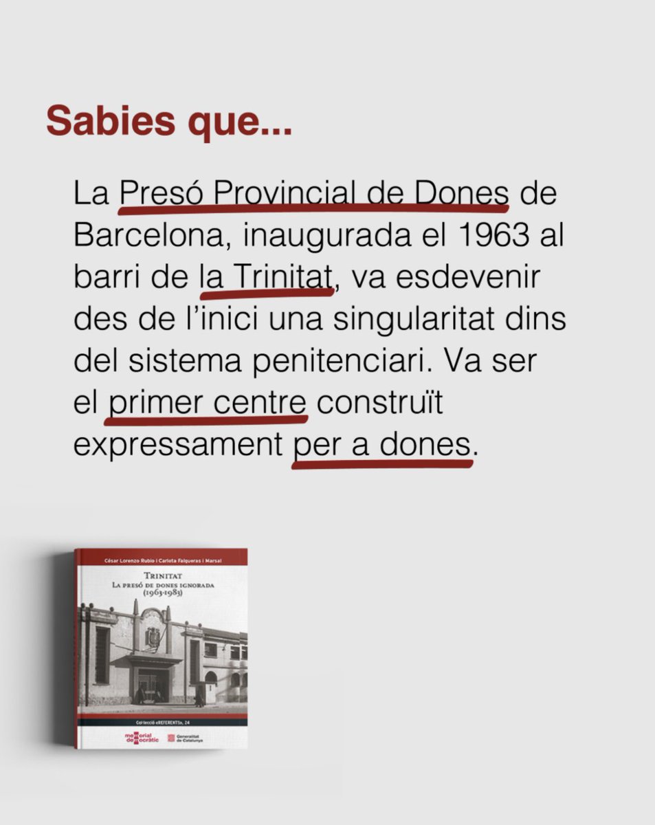 eunom_ia's tweet photo. Presentación del libro “𝐓𝐫𝐢𝐧𝐢𝐭𝐚𝐭. 𝐋𝐚 𝐩𝐫𝐞𝐬𝐨́ 𝐝𝐞 𝐝𝐨𝐧𝐞𝐬 𝐢𝐠𝐧𝐨𝐫𝐚𝐝𝐚 (𝟏𝟗𝟔𝟑 - 𝟏𝟗𝟖𝟑)”, en📍 Cotxeres de Sants (Barcelona) https://t.co/5AfGeT3X9M