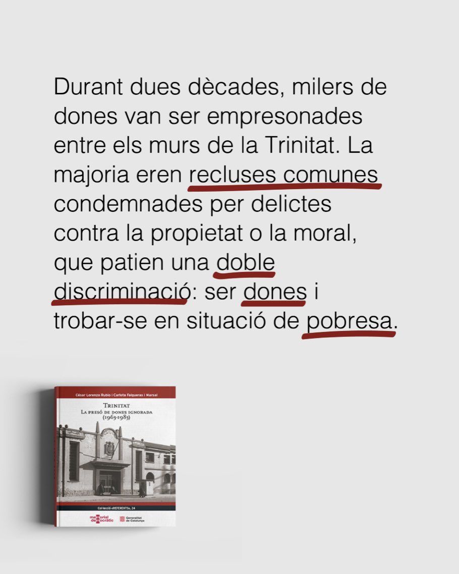 eunom_ia's tweet photo. Presentación del libro “𝐓𝐫𝐢𝐧𝐢𝐭𝐚𝐭. 𝐋𝐚 𝐩𝐫𝐞𝐬𝐨́ 𝐝𝐞 𝐝𝐨𝐧𝐞𝐬 𝐢𝐠𝐧𝐨𝐫𝐚𝐝𝐚 (𝟏𝟗𝟔𝟑 - 𝟏𝟗𝟖𝟑)”, en📍 Cotxeres de Sants (Barcelona) https://t.co/5AfGeT3X9M