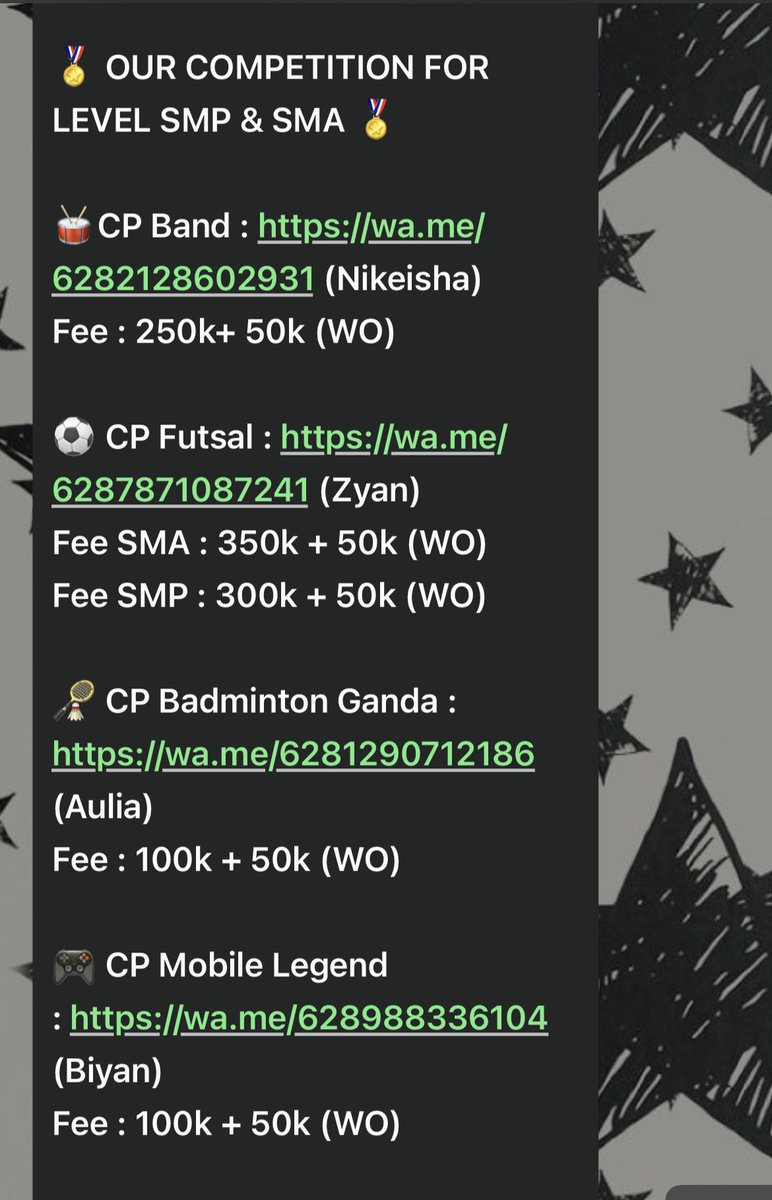 nemoandorry's tweet photo. halo temen temen semua 👋🏻👋🏻, aku ada lomba nih buat temen temen yang SMP, SMK dan SMA bisa nih untuk ikut lomba yang ada disekolah aku 😆‼️

buat yang mau nanya nanya tentang lomba nya bisa chat aku by wa yaaaa ‼️‼️

https://t.co/BRDuXYjuxU
#infolomba #zonauang #zonajajan https://t.co/ROpb8xemxy