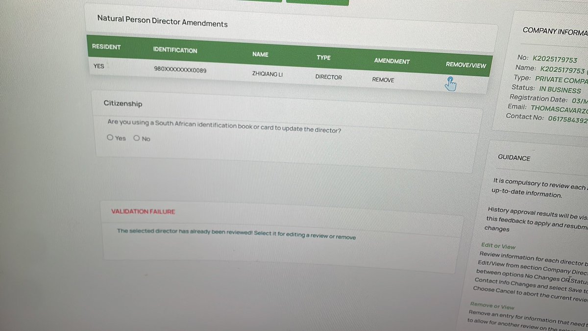 Has the director been removed?