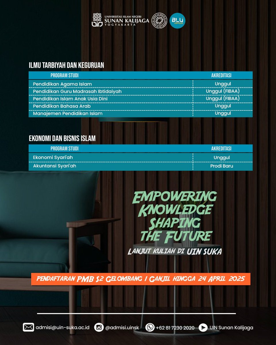 Daripada gelisah, mending lanjut kuliah! 🤩
Kira-kira kamu mau kuliah di prodi apa, nih? 
PMB Magister Gel 1 Ganjil dibuka hingga 24 April 2025 pukul 23.59 WIB melalui admisi.uin-suka.ac.id.
Informasi PMB UIN Sunan Kalijaga Yogyakarta 081-7230-2020
#uinsk #uinsuka #uinjogja