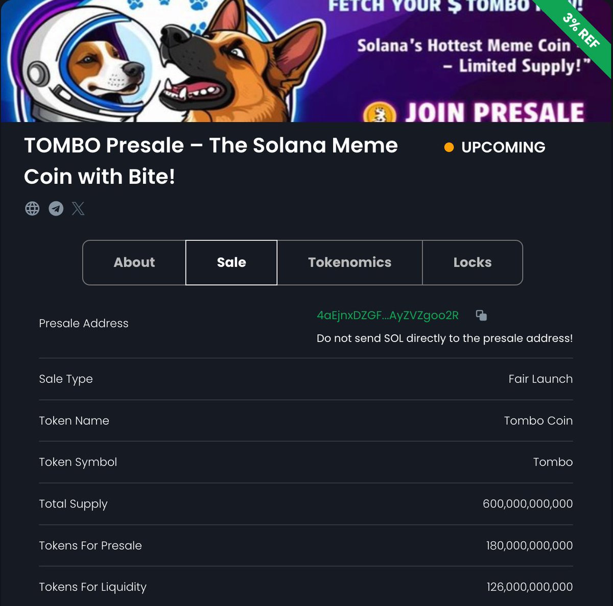 tombocoin's tweet photo. Presale! Join soon for exclusive access & epic prizes 🎉 #Tombo #Presale #Hyping #Contest #Gleam
https://t.co/9MCjXCg61s https://t.co/8lrONUAWjC
