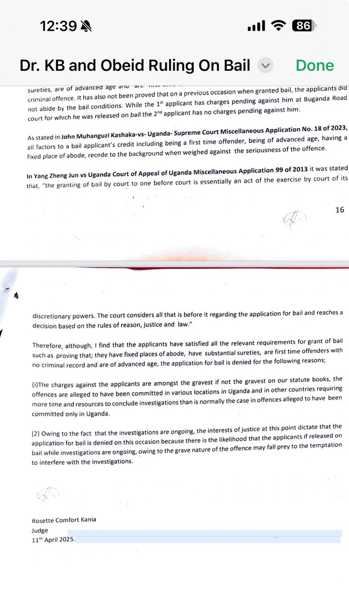 A Ugandan citizen is denied bail and incarcerated on ground that the state is still doing investigations: wow