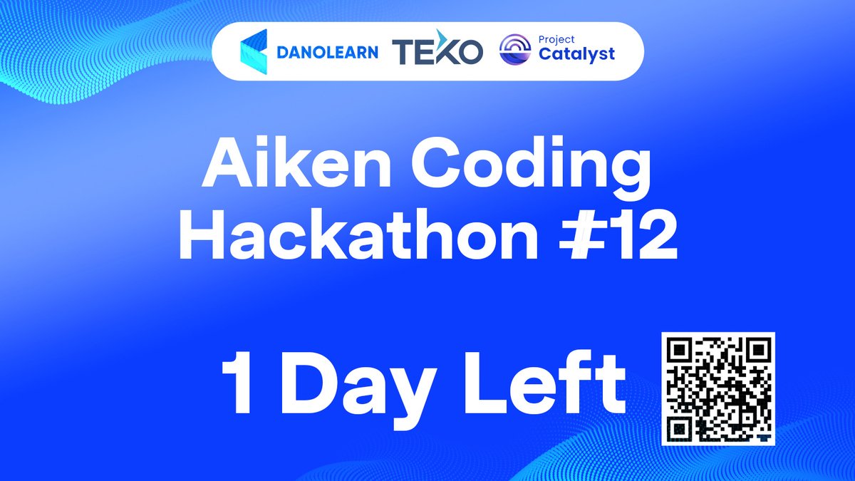danolearn's tweet image. 𝟏 𝐃𝐚𝐲 𝐋𝐞𝐟𝐭 𝐔𝐧𝐭𝐢𝐥 𝐀𝐢𝐤𝐞𝐧 𝐂𝐨𝐝𝐢𝐧𝐠 𝐇𝐚𝐜𝐤𝐚𝐭𝐡𝐨𝐧 #𝟏𝟐 🔥📷
The countdown is almost over! Are you ready to put your Aiken coding skills to the test? 📷
⏰ Hackathon #12 starts tomorrow at 8-10:00pm (UTC +7)
🌟Access link: danolearn.com/.../hackathon-…...…