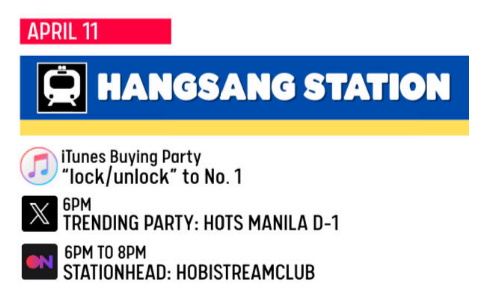 hobistreamclub's tweet photo. 🚉 HOTS MANILA D-1

We will have a streaming party on @STATIONHEAD at 6PM to 8PM. Join us and let's celebrate j-hope's coming back to Manila!

Let’s welcome him with love and energy! 
https://t.co/cpavRR2R3w 

#HOPE_ON_THE_STAGE_TOUR_Manila https://t.co/7ovcE64iaK