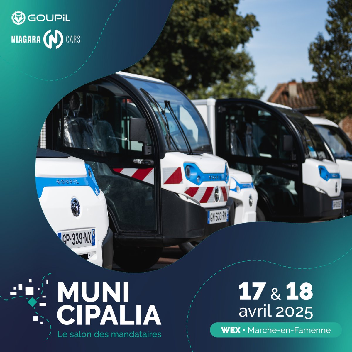Goupil vous donne rendez-vous en Belgique au salon Municipalia pour découvrir nos utilitaires électriques !

Retrouvez-nous les 17 &amp; 18 avril au WEX, à Marche-en-Famenne, sur le stand 1D10 de Niagara Cars, notre distributeur belge.