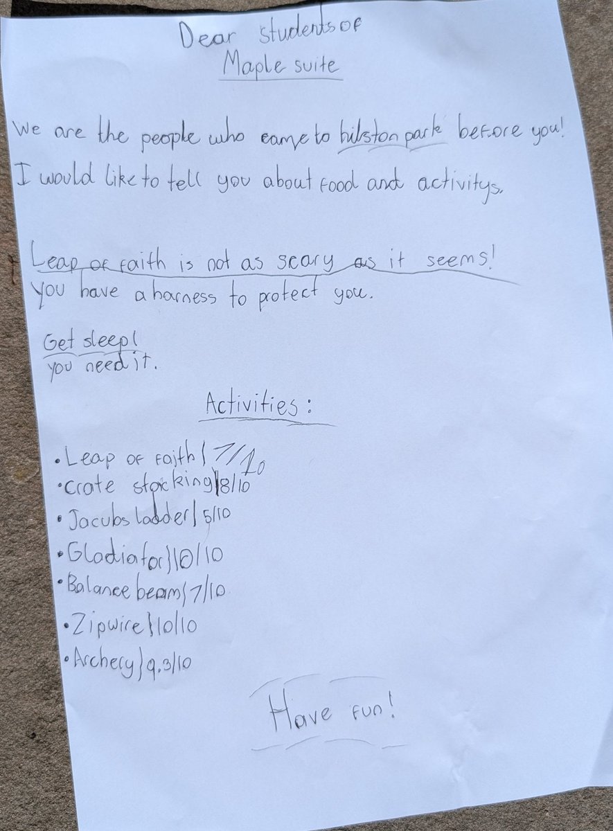 Year 5 (@yearfivebps) on Twitter photo Our letters to leave for the next children staying in our rooms <a href="/Harding_Hilston/">Chris Harding - Hilston Park</a> <a href="/Blackwood_PS/">Blackwood Primary</a> Our letters to leave for the next children staying in our rooms <a href="/Harding_Hilston/">Chris Harding - Hilston Park</a> <a href="/Blackwood_PS/">Blackwood Primary</a>