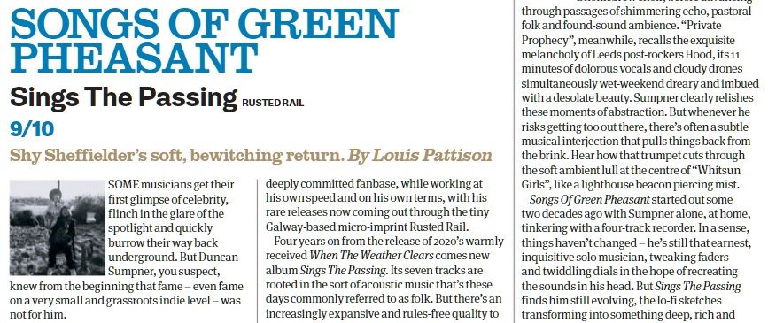 RustedRail's tweet image. Today is the offical release day of Songs of Green Pheasant - "Sings The Passing"!

rustedrail.bandcamp.com/album/sings-th…

A glowing 9 out of 10 review in @uncutmagazine has helped spread news of the album, with a review also forthcoming from @MOJOmagazine !!!
#newalbum #rustedrail #bandcamp