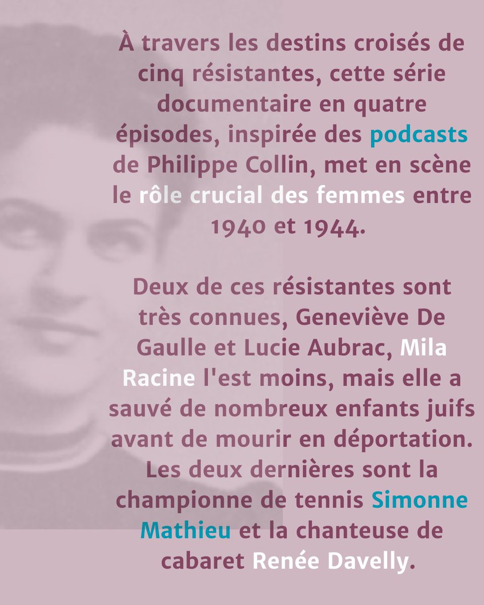 À travers les destins croisés de cinq résistantes, cette série inspirée des podcasts de Philippe Collin montre le rôle crucial des femmes, dont Mila Racine qui a sauvé de nombreux enfants juifs avant de mourir en déportation.
📺Dimanche 21h05 sur France 5
fondationshoah.org/memoire/les-re…