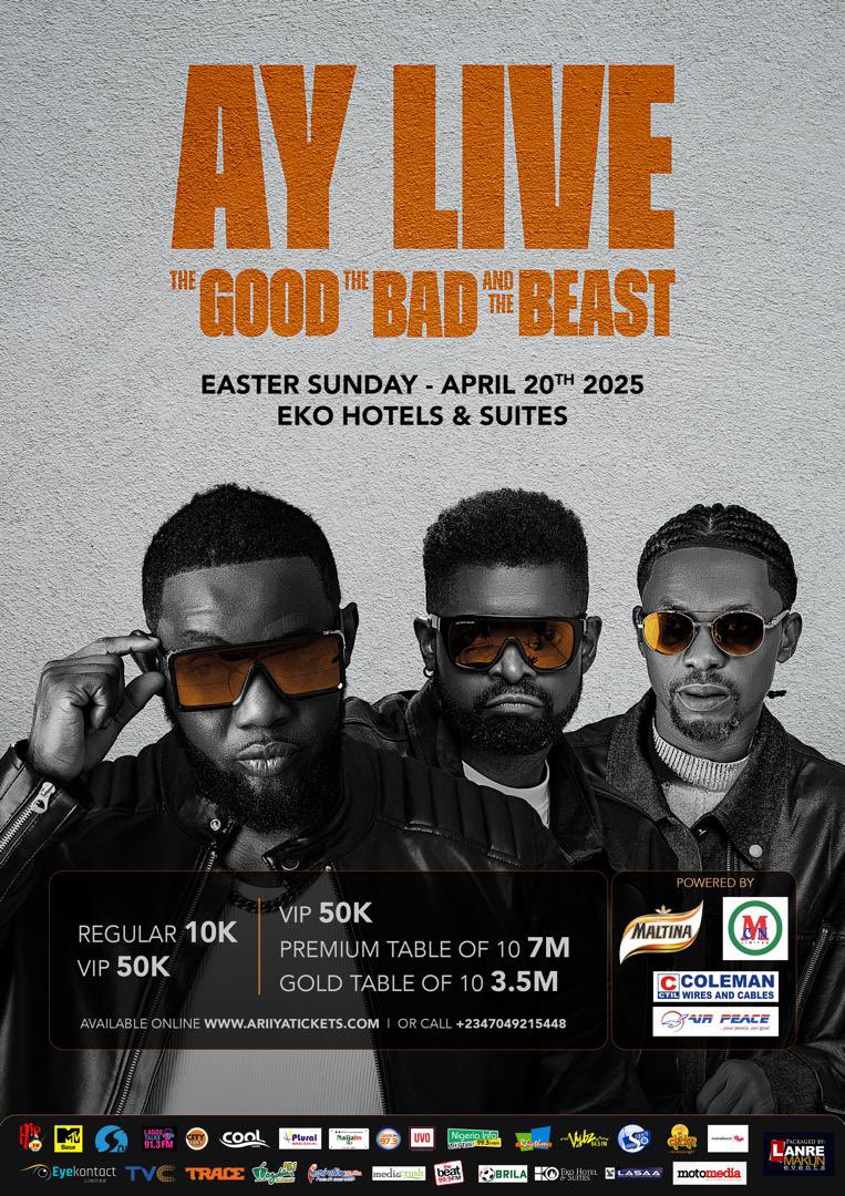 Timidey4you's tweet photo. Let the countdown begin!
Your favorite comedy show AY LIVE comes up in 9 days. You can stream LIVE from the comfort of your home. It will be streaming exclusively on Circuits on April 20th, 6pm WAT!
Just pre-order your #AYLiveStream ticket now at 60% discount.
Visit: https://t.co/JXw18PFbm6 to pre-order now.