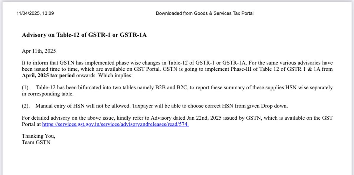 CAHimankSingla's tweet photo. Today is the last date to file GSTR-1 for monthly taxpayers!

Kudos to whole team of @Infosys_GSTN and @FinMinIndia for timely issuing 2 brand new Advisories today itself so that all can face GST Summary generation problems on Portal and not file GSTR-1 today!

Government treasury will definitely overflow as:

1. Late fees will be paid by many taxpayers as so many taxpayers are unable to file GSTR-1 today! 🔥🔥🔥🫡
2. Recipients wont be able to claim ITC of those invoices! 🔥🔥🔥🫡