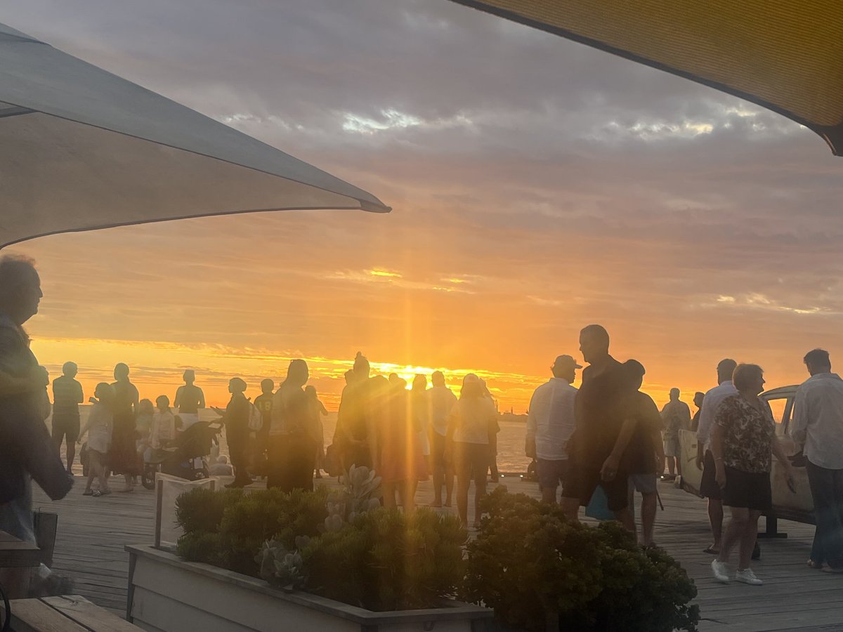 Sunset on the board walk in Fremantle, Western Australia, having a beer with my son Tom . Not a bad way to spend a Friday evening.