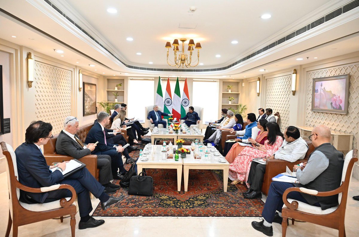 Piyush Goyal (@piyushgoyal) on Twitter photo Held a productive meeting with H.E. <a href="/Antonio_Tajani/">Antonio Tajani</a> Deputy Prime Minister and Minister of Foreign Affairs and International Cooperation of Italy. 
Discussed ways to deepen our strategic partnership in trade, energy transition, innovation, and business cooperation. 
Also Held a productive meeting with H.E. <a href="/Antonio_Tajani/">Antonio Tajani</a> Deputy Prime Minister and Minister of Foreign Affairs and International Cooperation of Italy. 
Discussed ways to deepen our strategic partnership in trade, energy transition, innovation, and business cooperation. 
Also