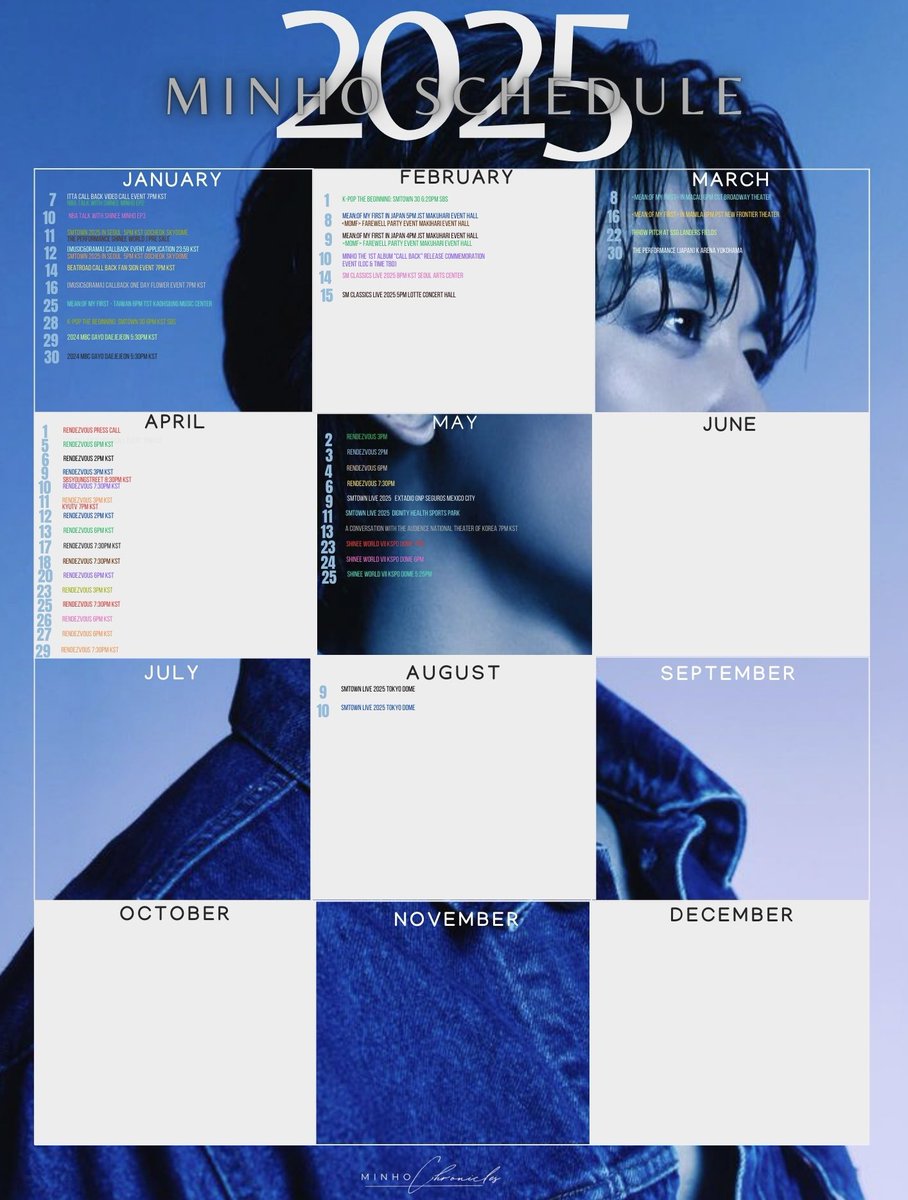 MinhoChronicles's tweet photo. Minho Upcoming Schedule for 2025

KyuTV YT🆕
🔗 https://t.co/ejV2c10XNH

WFWFG Conversation with the Audience🆕
🎫 Interpark Tickets

SHINEE WORLD VII (E.S.S.A.Y)
🎫 https://t.co/XwcE2dnUYf…

SMTOWN LIVE 2025 in Mexico
🔗 https://t.co/ndNRFeESpD

SMTOWN LIVE 2025 in L.A.
🔗 https://t.co/3TKkThfrOa

SMTOWN LIVE 2025 in Japan
🔗 https://t.co/0OzjZpwjhn…

#MINHO #민호 #SHINee #샤이니